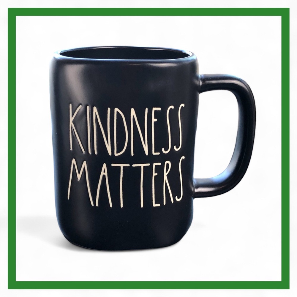 Rae Dunn "Kindness Matters" Black 16oz Ceramic Mug